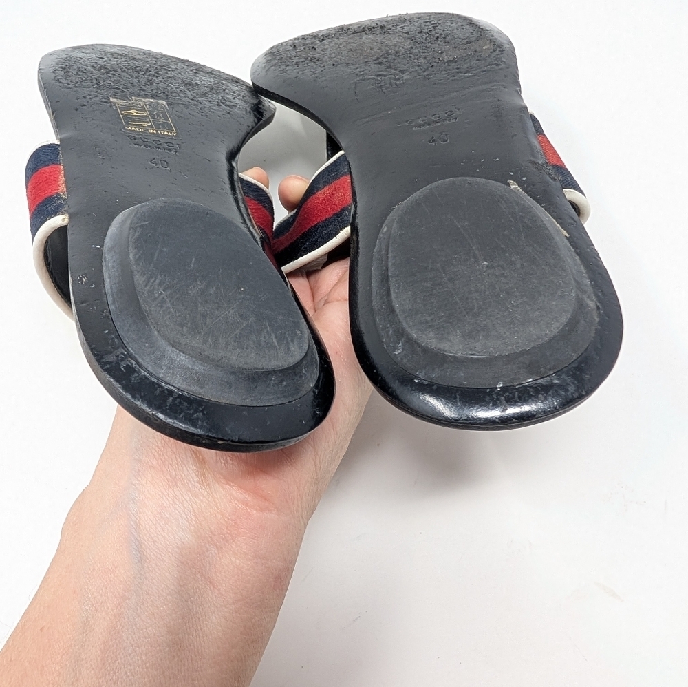 Gucci Horse Bit Thong Sandals Flip Flops White Leather Size 40 - Picture 10 of 11